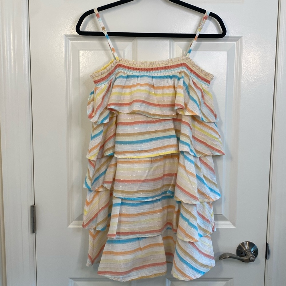 Lovers + Friends Womens Mini “Liv Dress” Layered Ruffles, Spring Rainbow, Large - Picture 6 of 10